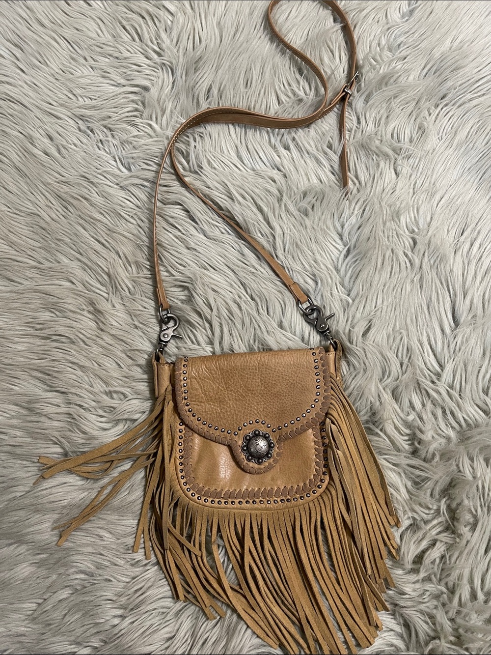 Montana West Tan Fringe Crossbody